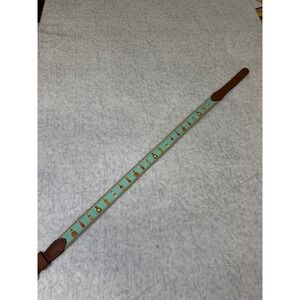 Palm Beach Mens Tequila Bottle Ribbon Belt Turquoise Tan Leather Size 30 NEW